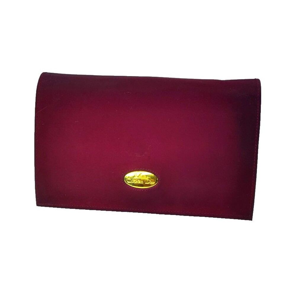Vintage Christian Dior Parfums  Burgundy  Toiletry Cosmetic Clutch Bag 9"x5.5"x4